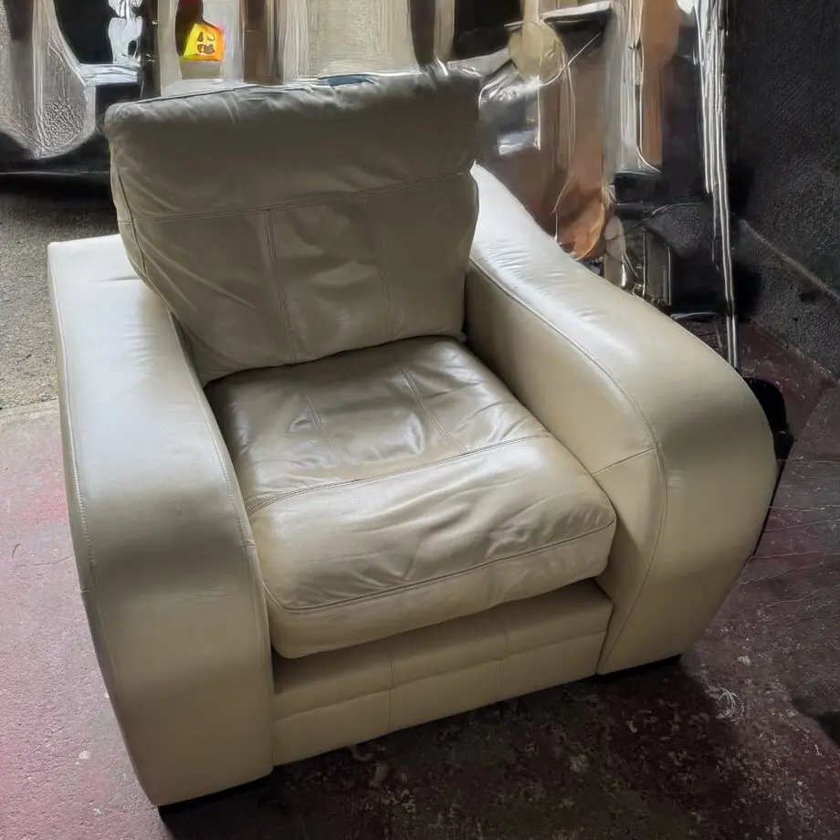 Beige Leather Lounge Suite