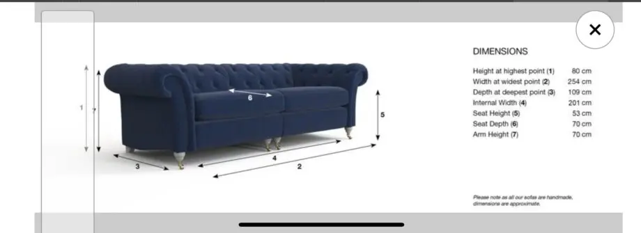 Next Sofa - Gosford Buttoned Back - Plush Velvet