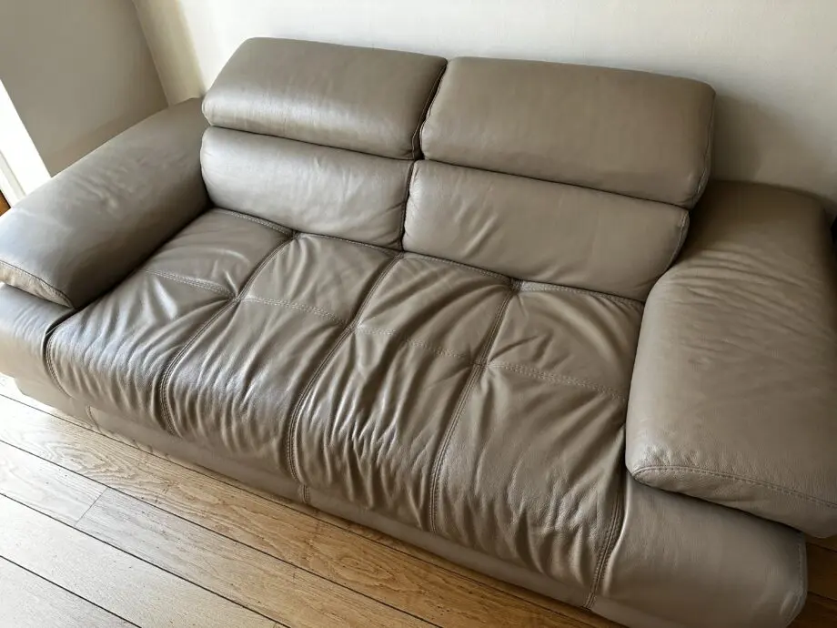 Neutral leather 3seater 2seater & footrest