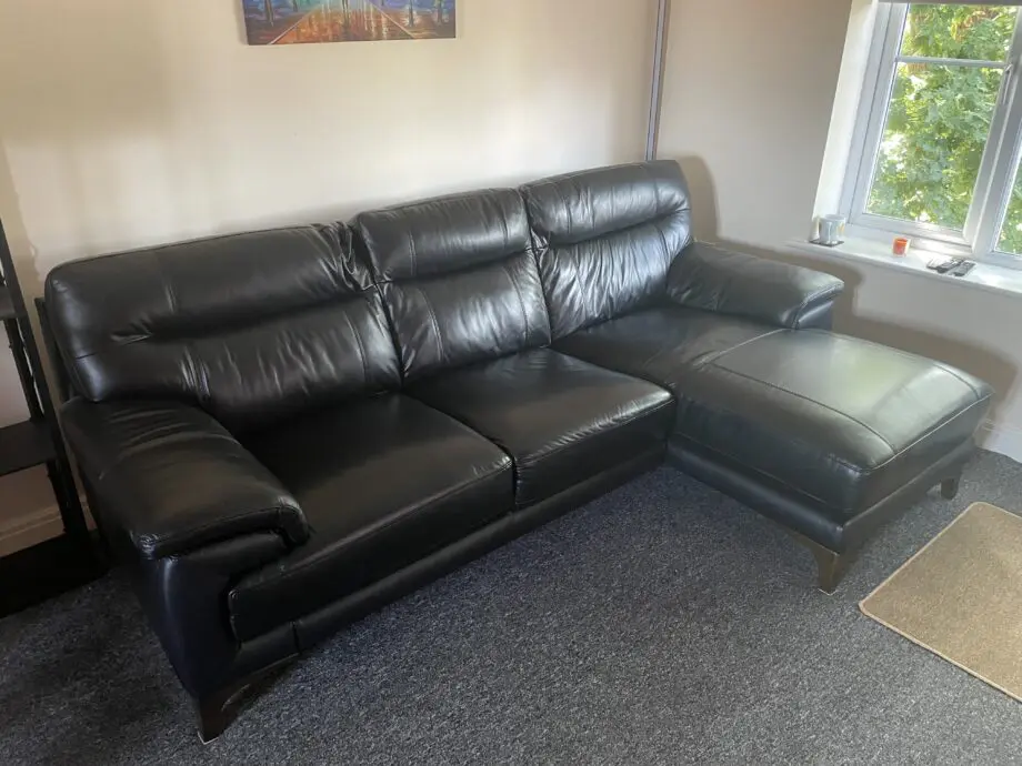 DFS Chaise Right hand facing leather couch.