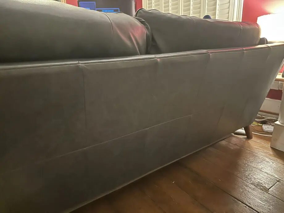 Dark blue real leather sofa