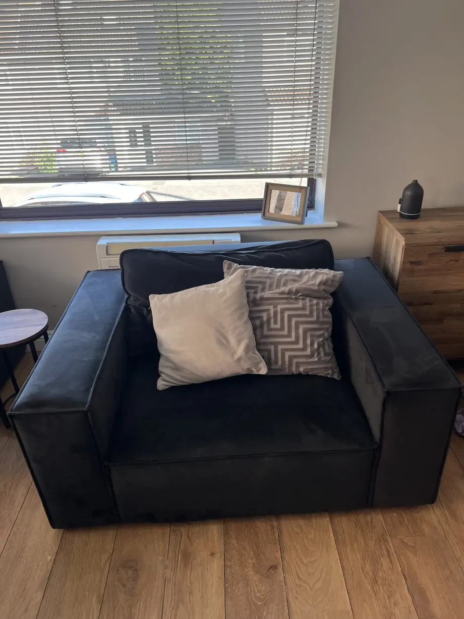 Black DUSK corner sofa and love chair
