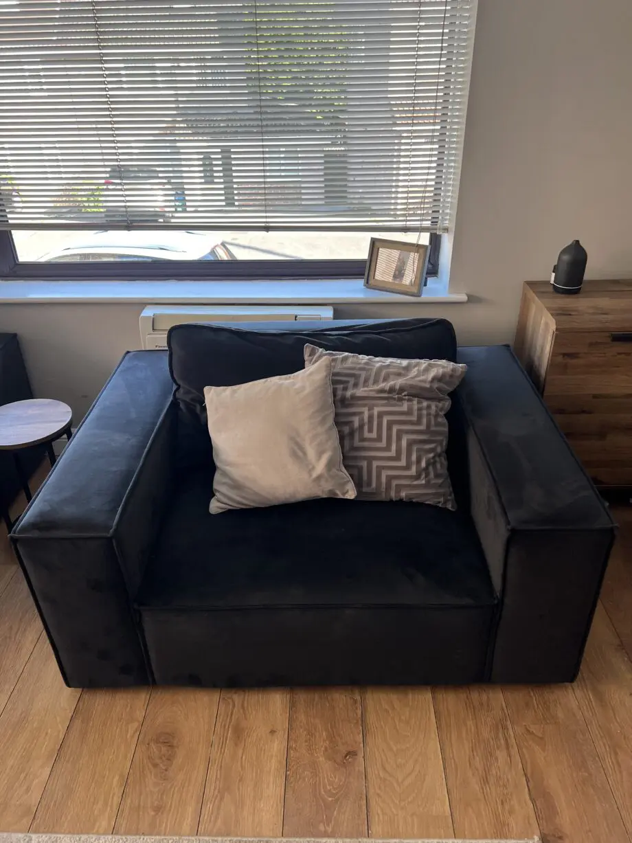 Black DUSK corner sofa and love chair