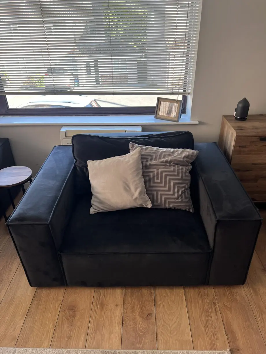 Black DUSK corner sofa and love chair