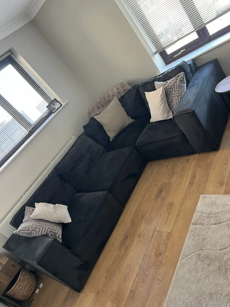 Black DUSK corner sofa and love chair