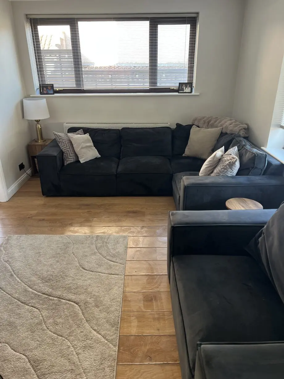 Black DUSK corner sofa and love chair