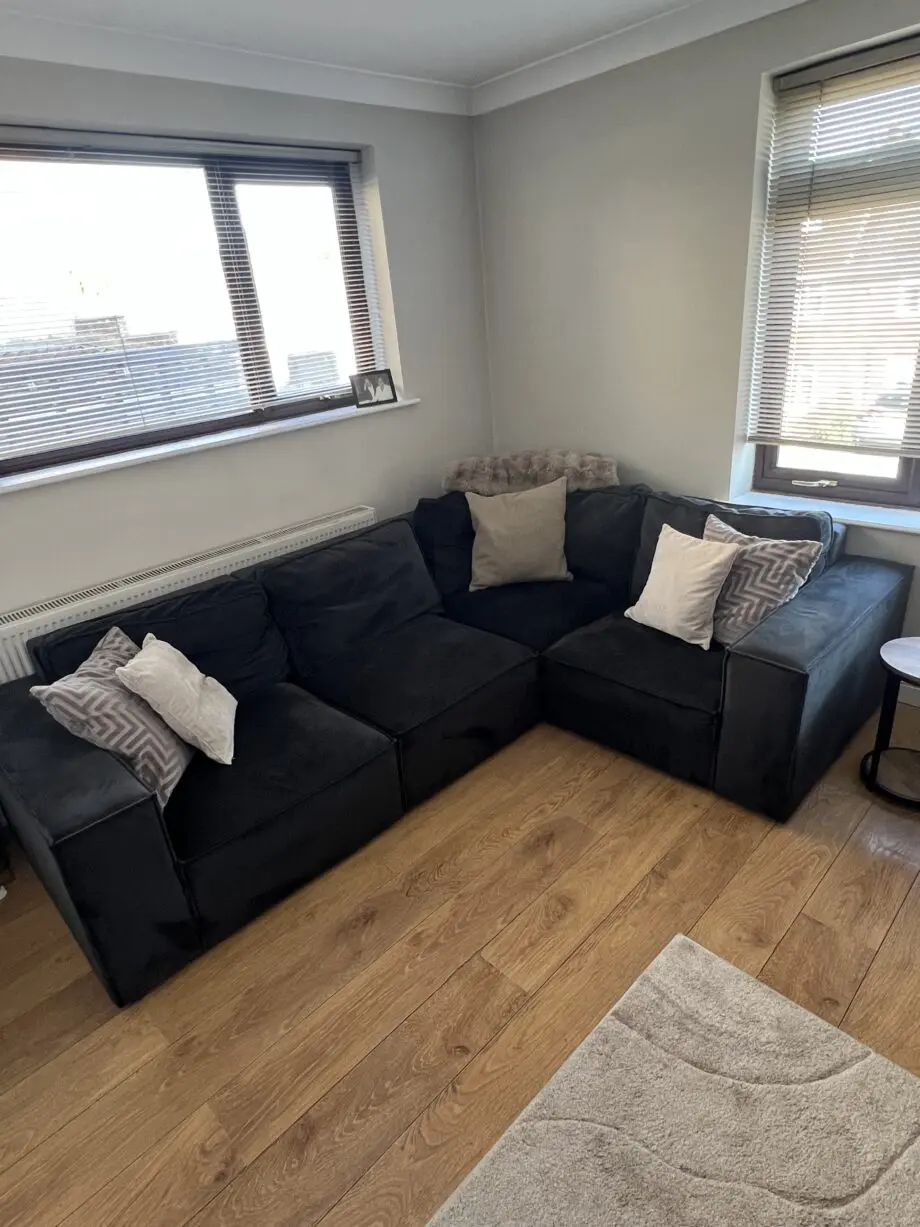 Black DUSK corner sofa and love chair