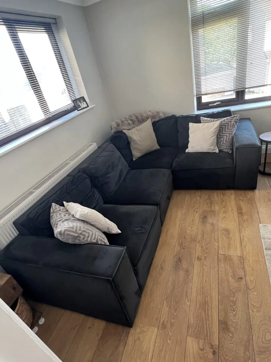 Black DUSK corner sofa and love chair