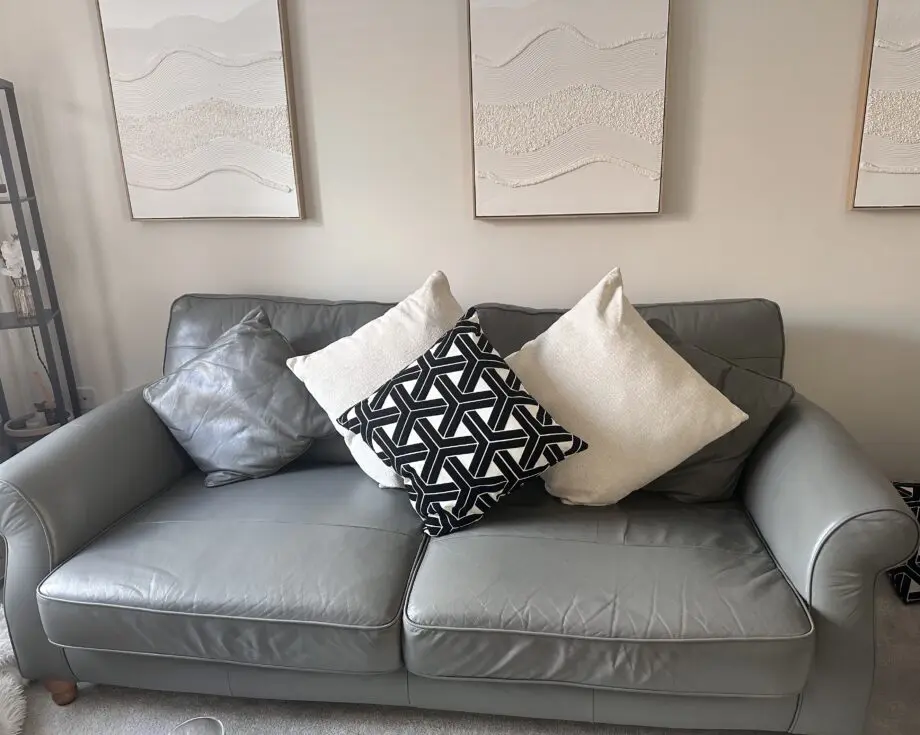 Next sofa, comes with grey cushions