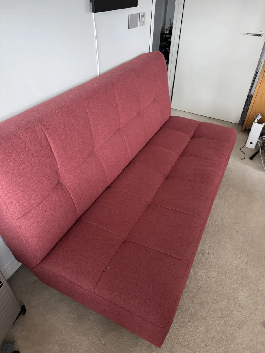 John Lewis Linear Medium 2 Seater Sofa Bed, Light Leg, tweed, red