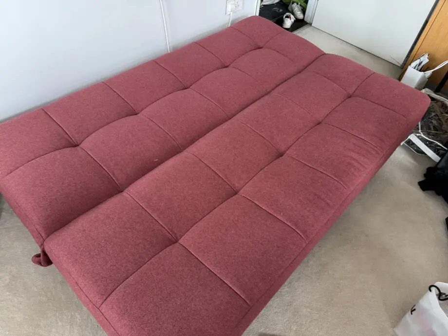 John Lewis Linear Medium 2 Seater Sofa Bed, Light Leg, tweed, red