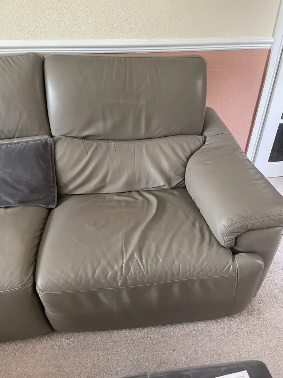 DFS Tripletta Premium Leather Grey Right-Hand Facing 2-Corner-1 Extra Large Sofa, with Powered Recline, Lumbar and Headrest.