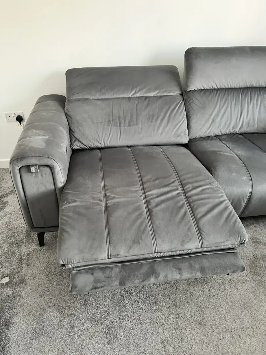 3 seater grey power recliner fabric sofa