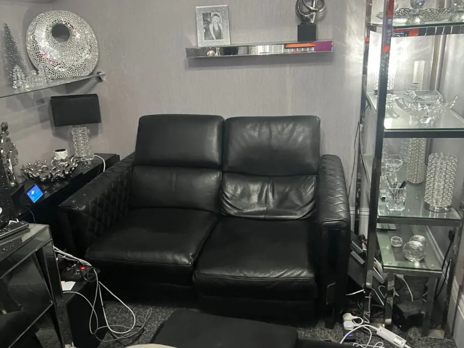 Black Leather DFS Recliner sofa