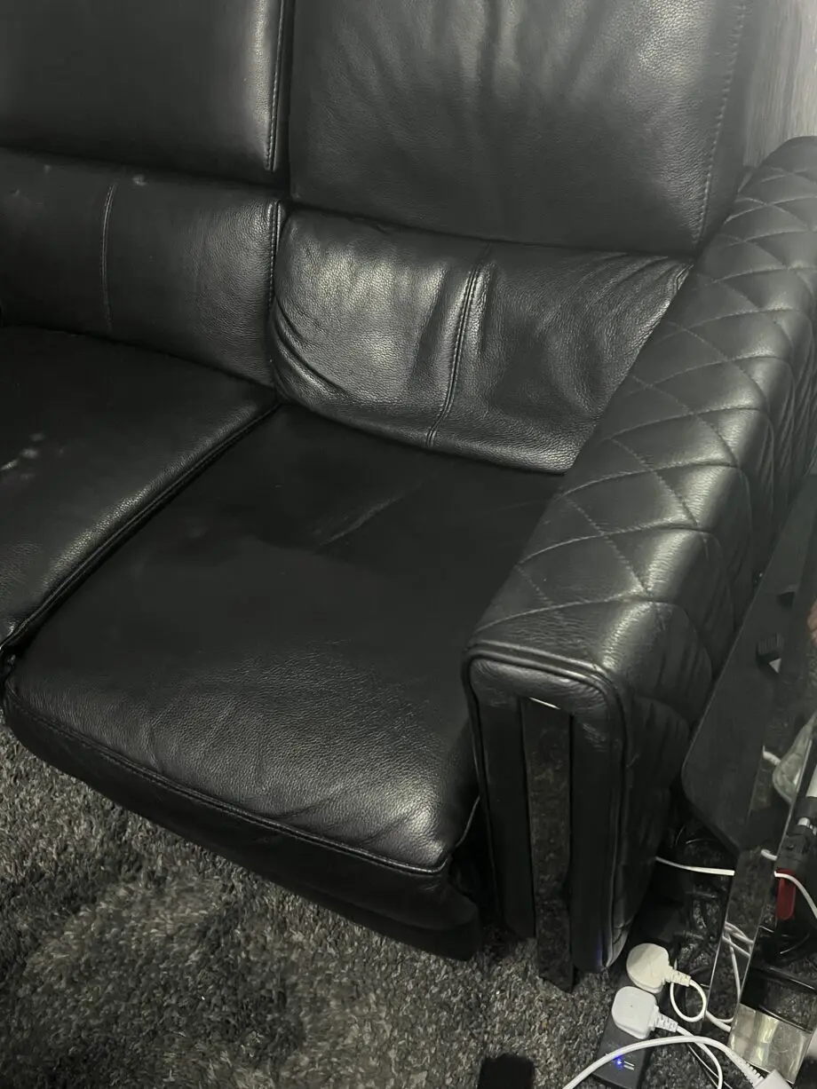 Black Leather DFS Recliner sofa