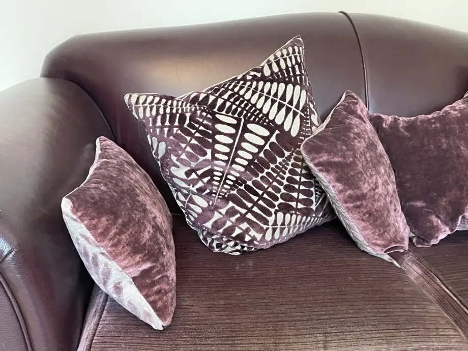 Bespoke aubergine leather sofa 2 seater
