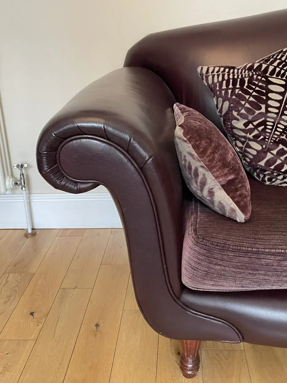 Bespoke aubergine leather sofa 2 seater