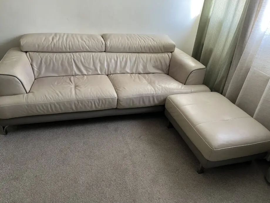 3 seater beige leather sofa
