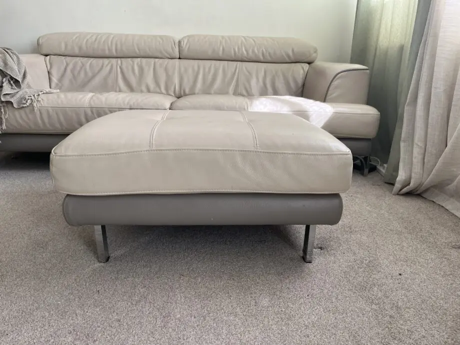 3 seater beige leather sofa