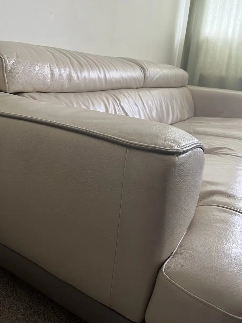 3 seater beige leather sofa