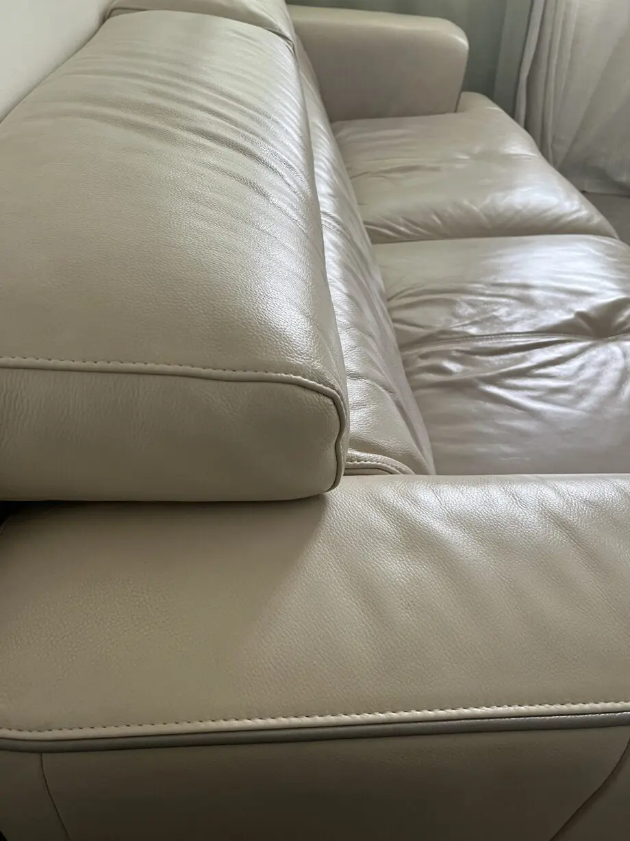3 seater beige leather sofa