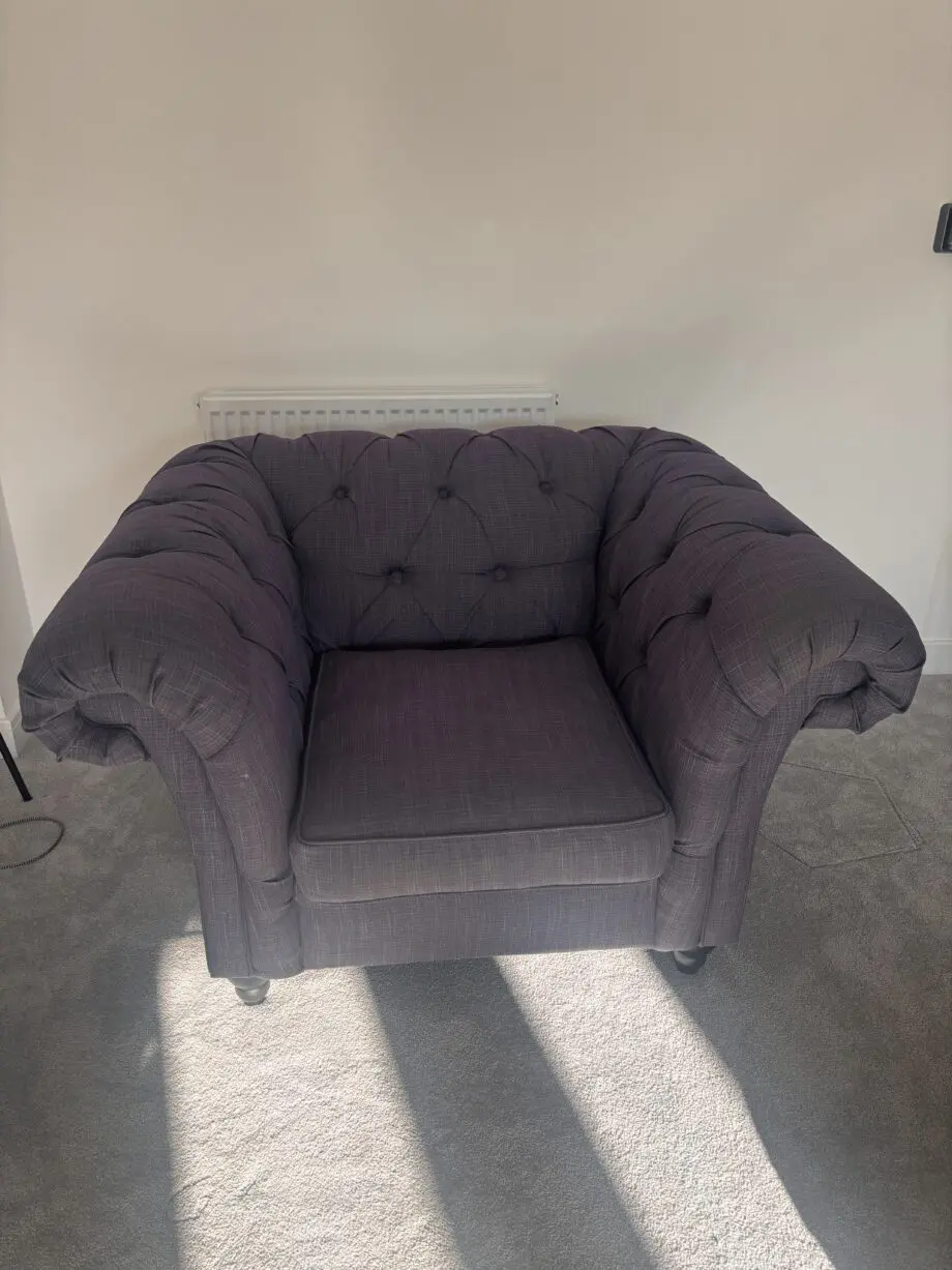 Next Charcoal Chesterfield 3 Seater Sofa and Matching Armchair