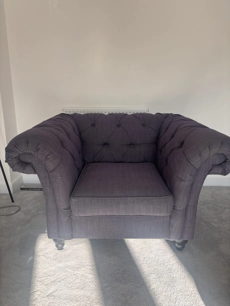 Next Charcoal Chesterfield 3 Seater Sofa and Matching Armchair
