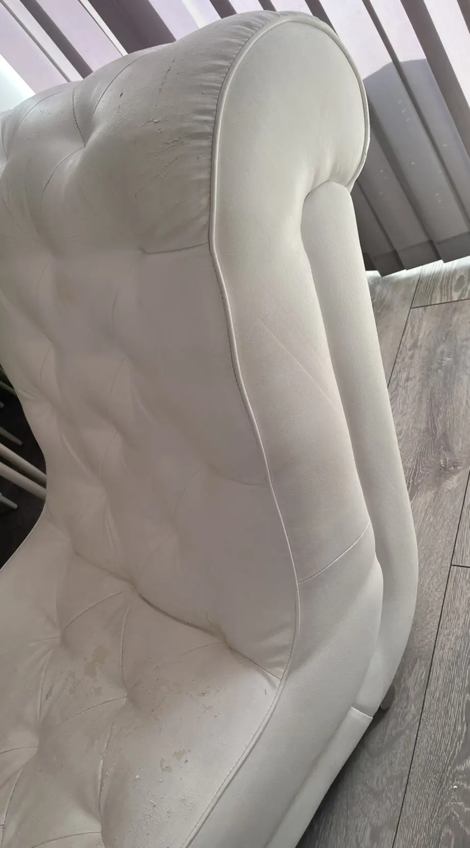 Vintage white leather chesterfield chaise lounge