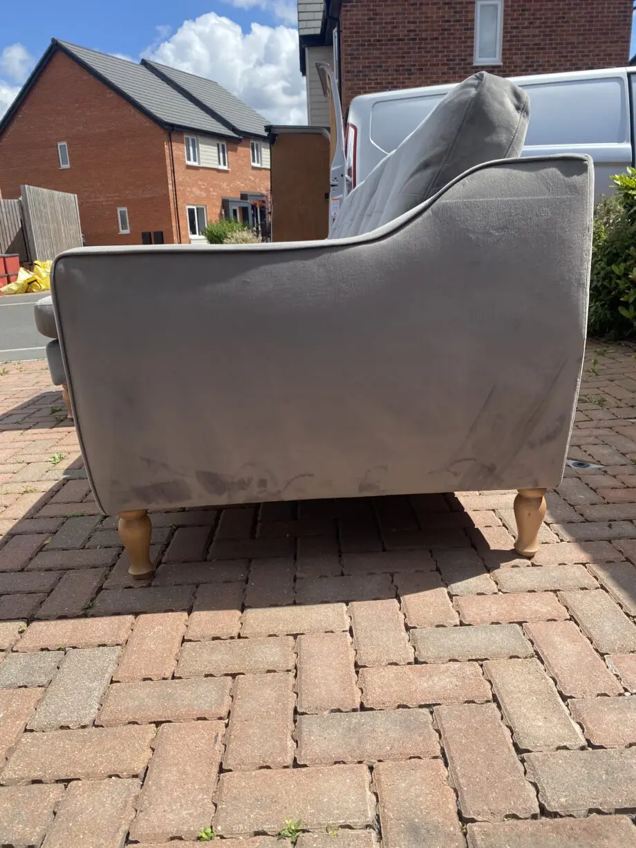 DFS Grey Velvet 3 Seater Sofa With Chaise