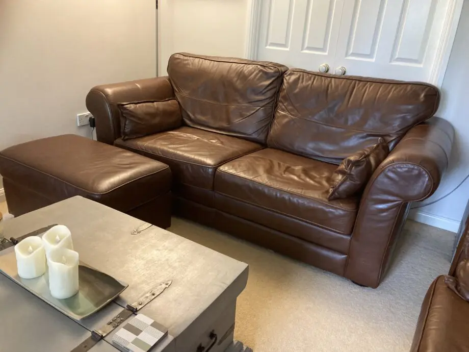 Brown leather sofa set