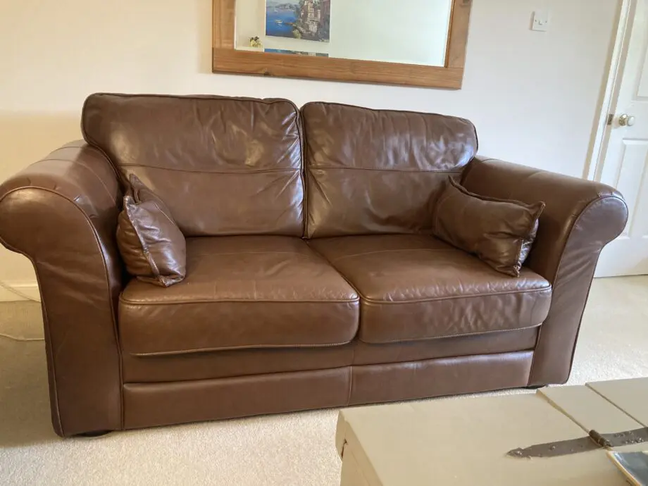 Brown leather sofa set