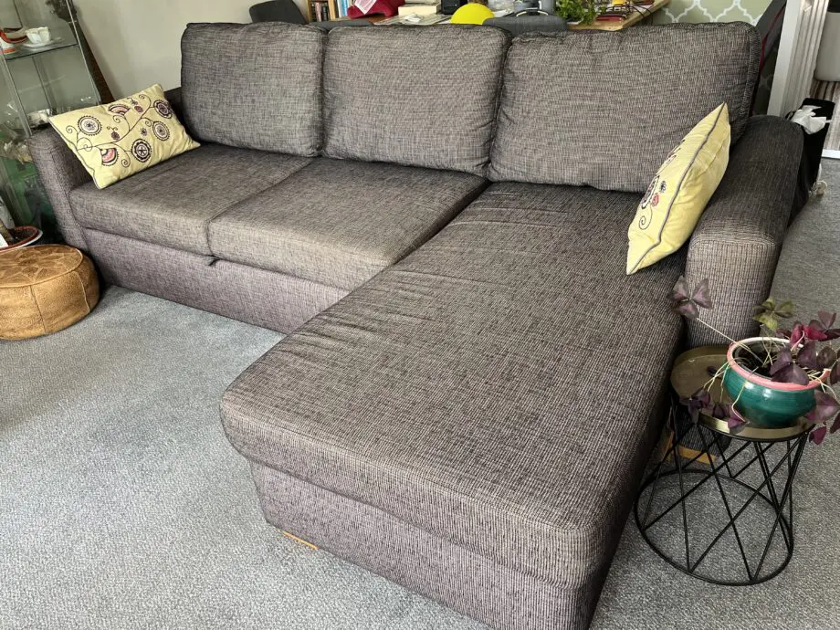 John Lewis Sansa Splayed Arm with storage. Tweed grey. Light wood legs.
