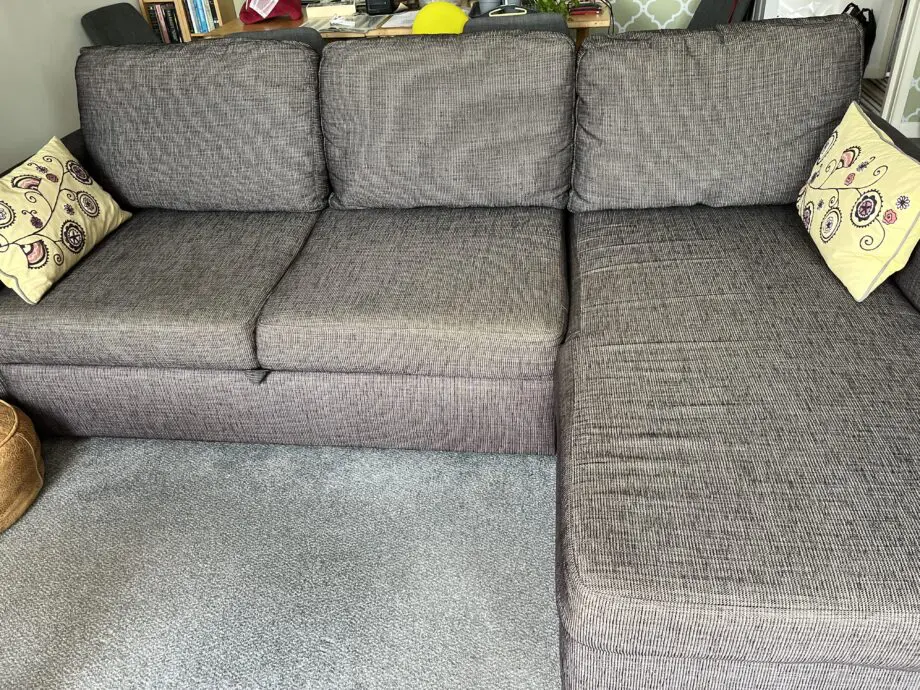 John Lewis Sansa Splayed Arm with storage. Tweed grey. Light wood legs.