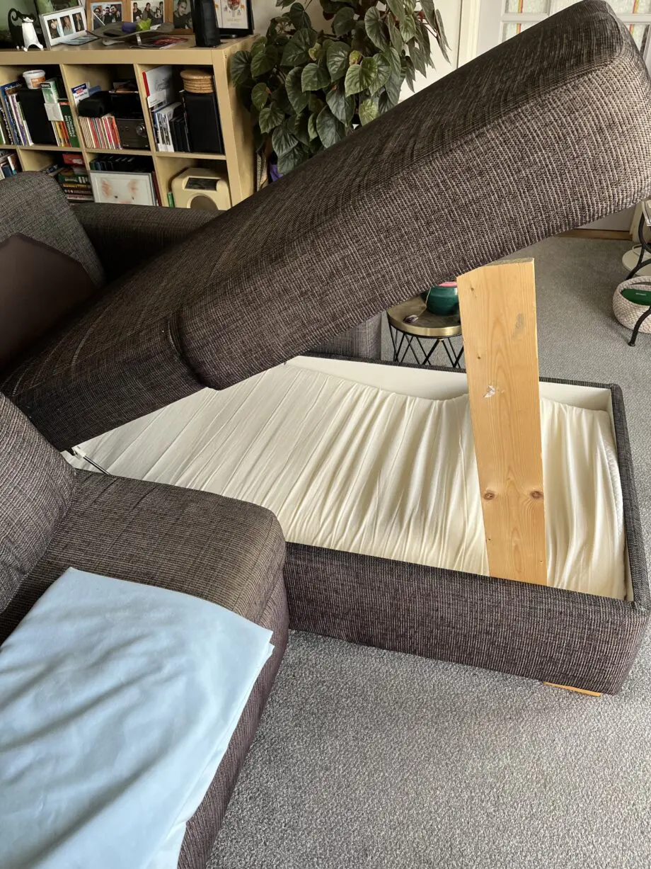 John Lewis Sansa Splayed Arm with storage. Tweed grey. Light wood legs.