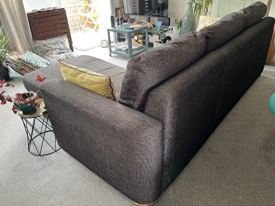 John Lewis Sansa Splayed Arm with storage. Tweed grey. Light wood legs.