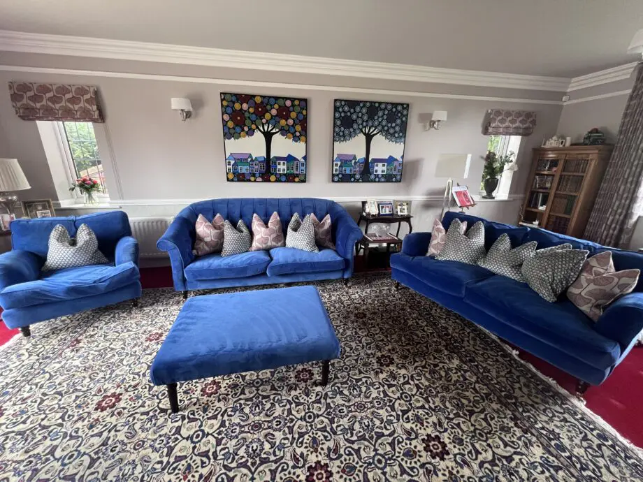 Blue Foot Stool made by Sofa and Stuff - https://sofasandstuff.com