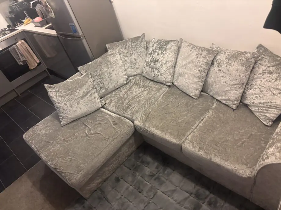 Crushed velvet corner sofa