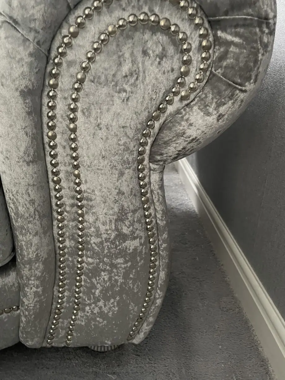 SCS luna grey crushed velvet velour sofa