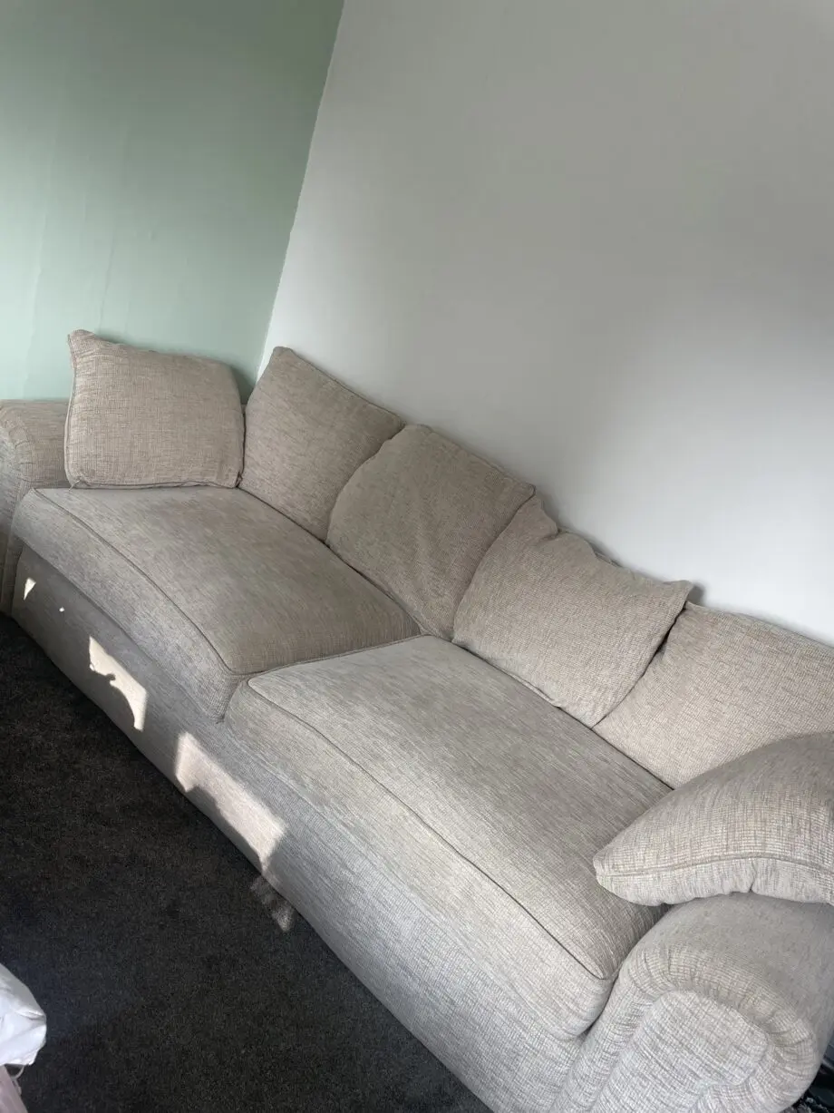 Modern Beige 3-Seater Fabric Sofa – Excellent Condition