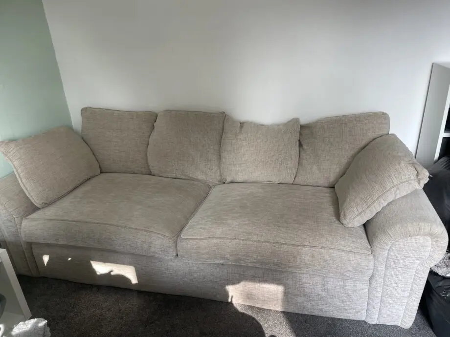 Modern Beige 3-Seater Fabric Sofa – Excellent Condition