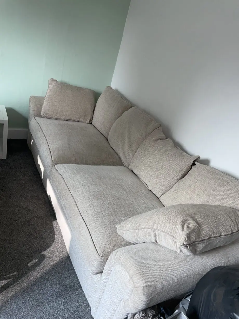 Modern Beige 3-Seater Fabric Sofa – Excellent Condition