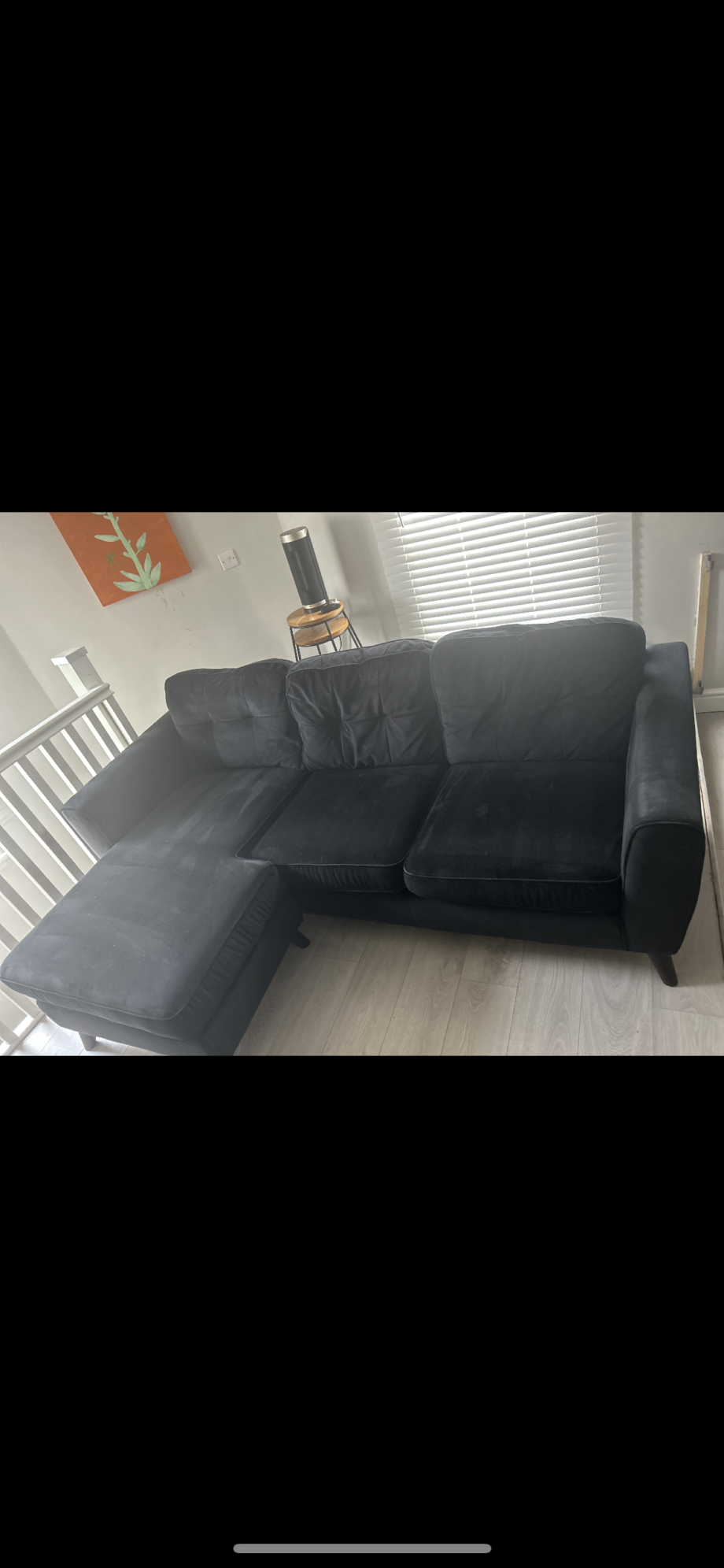 DFS Black Suede Corner Sofer