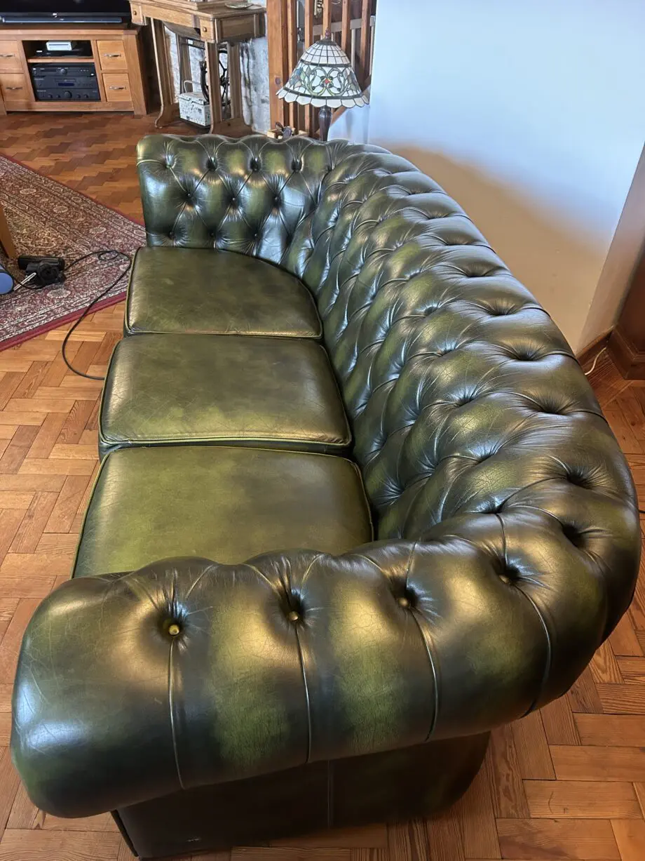 Centurion Green Leather Chesterfield sofa and Chair