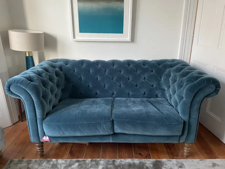 Sofa.com Oscar 2 Seater Sofa in Deep Turquoise Velvet