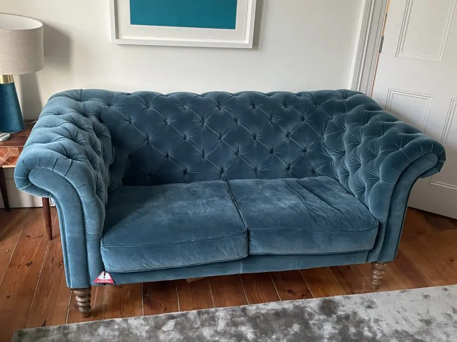 Sofa.com Oscar 2 Seater Sofa in Deep Turquoise Velvet