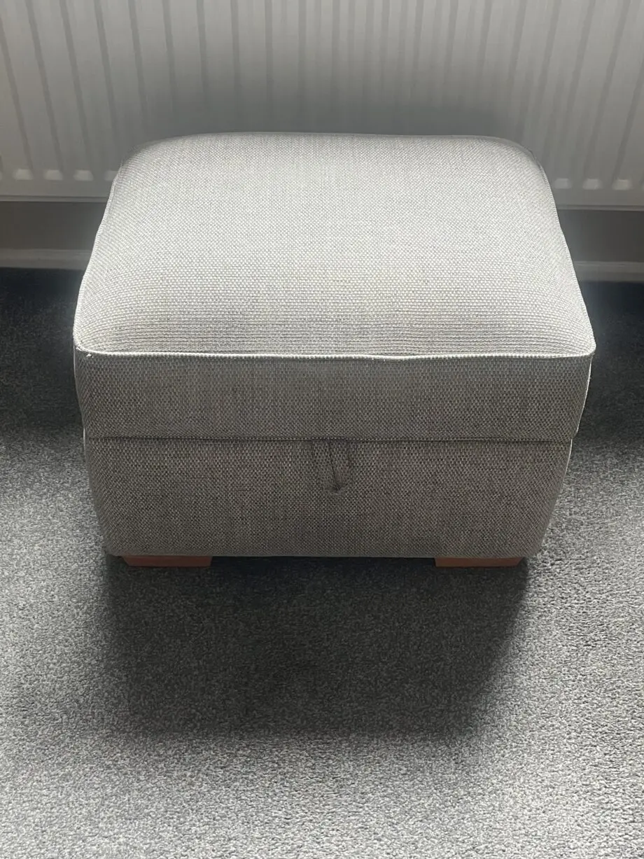 Sofia range by DFS. Grey 3 seater sofa plus swivel chair plus 2 storage footstools