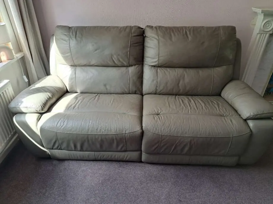 Grey leather sofas x2