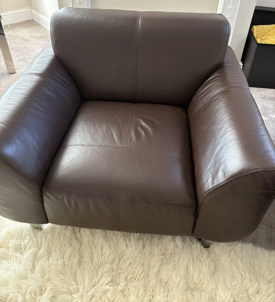 Brown Leather DFS Hardy 3 seater sofa and arm chair