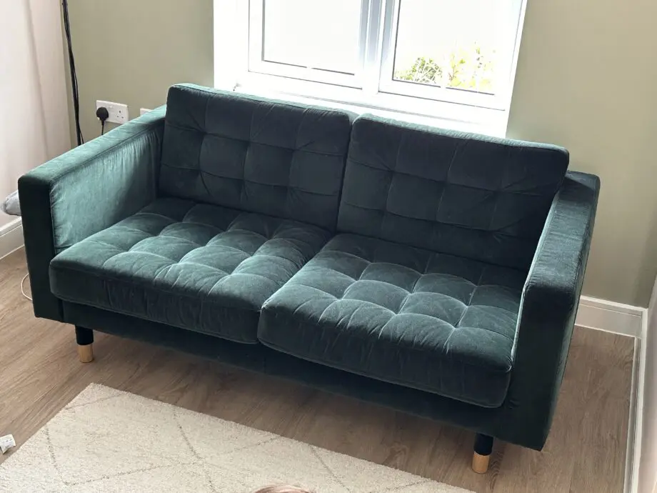 LANDSKRONA 2-seat sofa, Djuparp dark green/wood