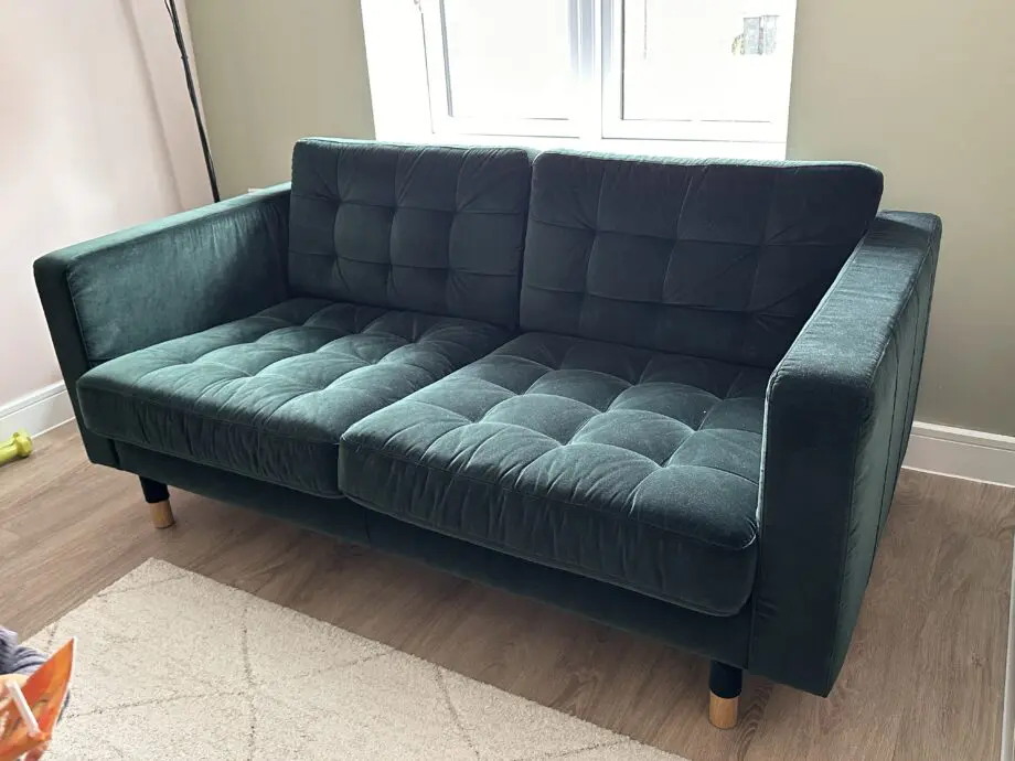 LANDSKRONA 2-seat sofa, Djuparp dark green/wood
